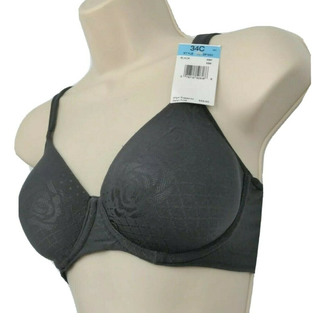 Bali Womens Bra Revolution Foam Underwire Cool Comfort Black Size 34C NEW - Picture 3 of 12
